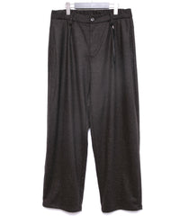 カシミア混 ストレッチ リサイクルウール ツイル バレル ワイド パンツ - BROWN