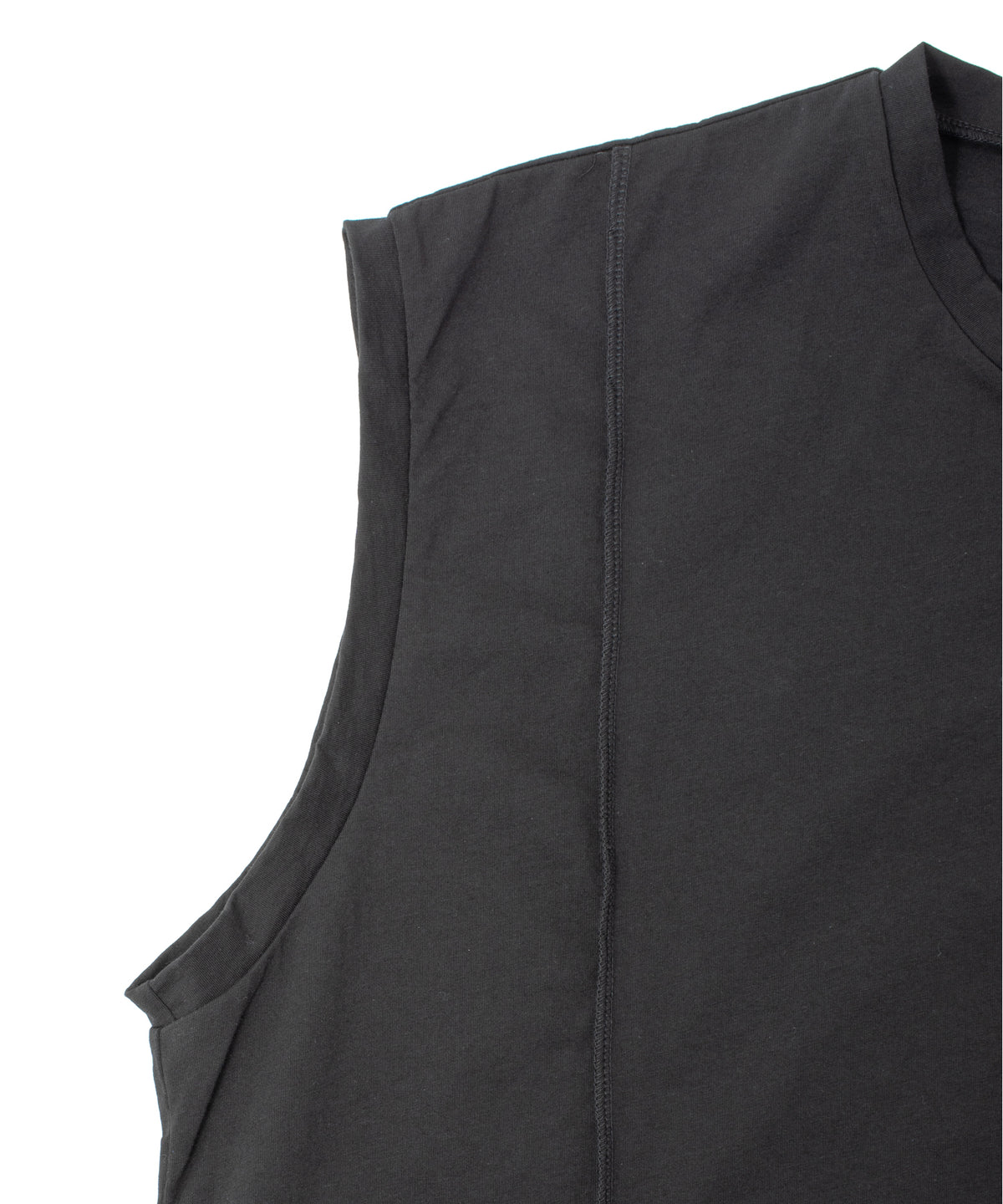 オーガニックコットン 強撚 天竺 ノースリーブ ワイド Tシャツ（オーバーサイズ） - BLACK