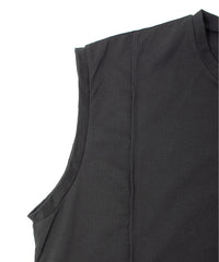 オーガニックコットン 強撚 天竺 ノースリーブ ワイド Tシャツ（オーバーサイズ） - BLACK