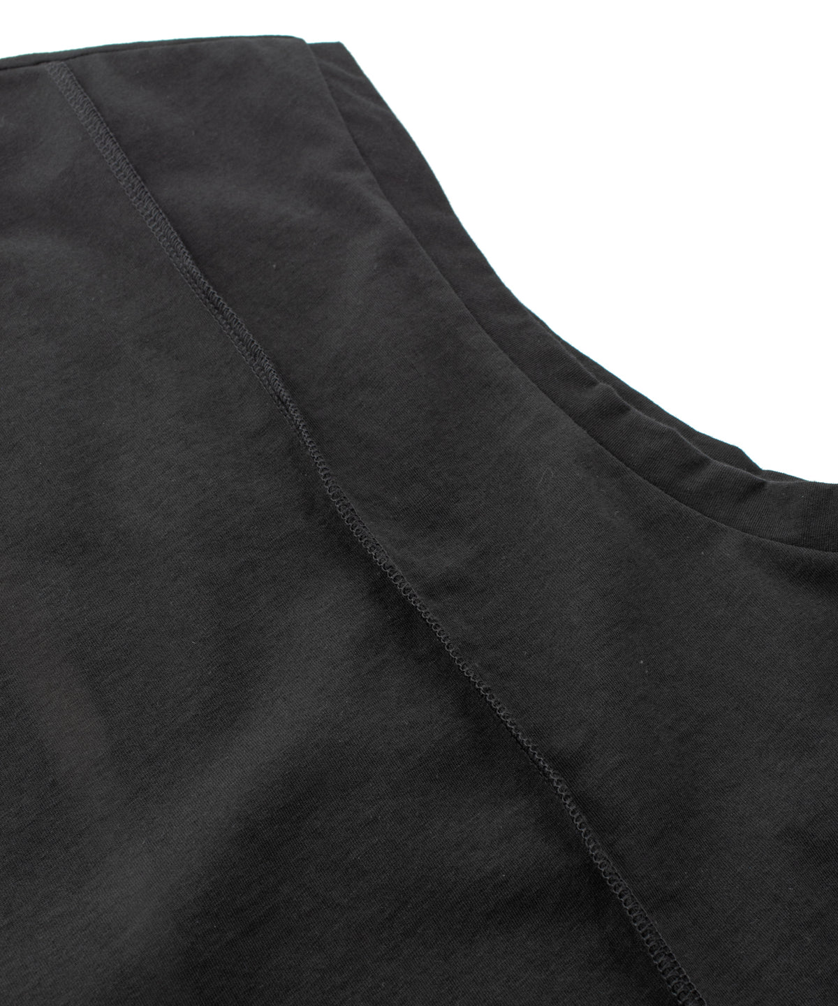 オーガニックコットン 強撚 天竺 ノースリーブ ワイド Tシャツ（オーバーサイズ） - BLACK