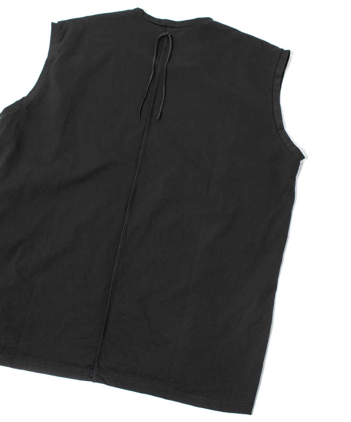 オーガニックコットン 強撚 天竺 ノースリーブ ワイド Tシャツ（オーバーサイズ） - BLACK