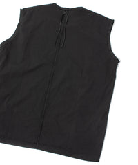 オーガニックコットン 強撚 天竺 ノースリーブ ワイド Tシャツ（オーバーサイズ） - BLACK