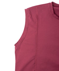 オーガニックコットン 強撚 天竺 ノースリーブ ワイド Tシャツ（オーバーサイズ） - WINE