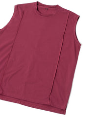 オーガニックコットン 強撚 天竺 ノースリーブ ワイド Tシャツ（オーバーサイズ） - WINE
