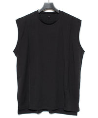 オーガニックコットン 強撚 天竺 ノースリーブ ワイド Tシャツ（オーバーサイズ） - BLACK