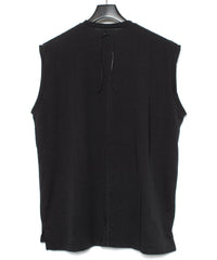 オーガニックコットン 強撚 天竺 ノースリーブ ワイド Tシャツ（オーバーサイズ） - BLACK