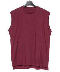 オーガニックコットン 強撚 天竺 ノースリーブ ワイド Tシャツ（オーバーサイズ） - WINE