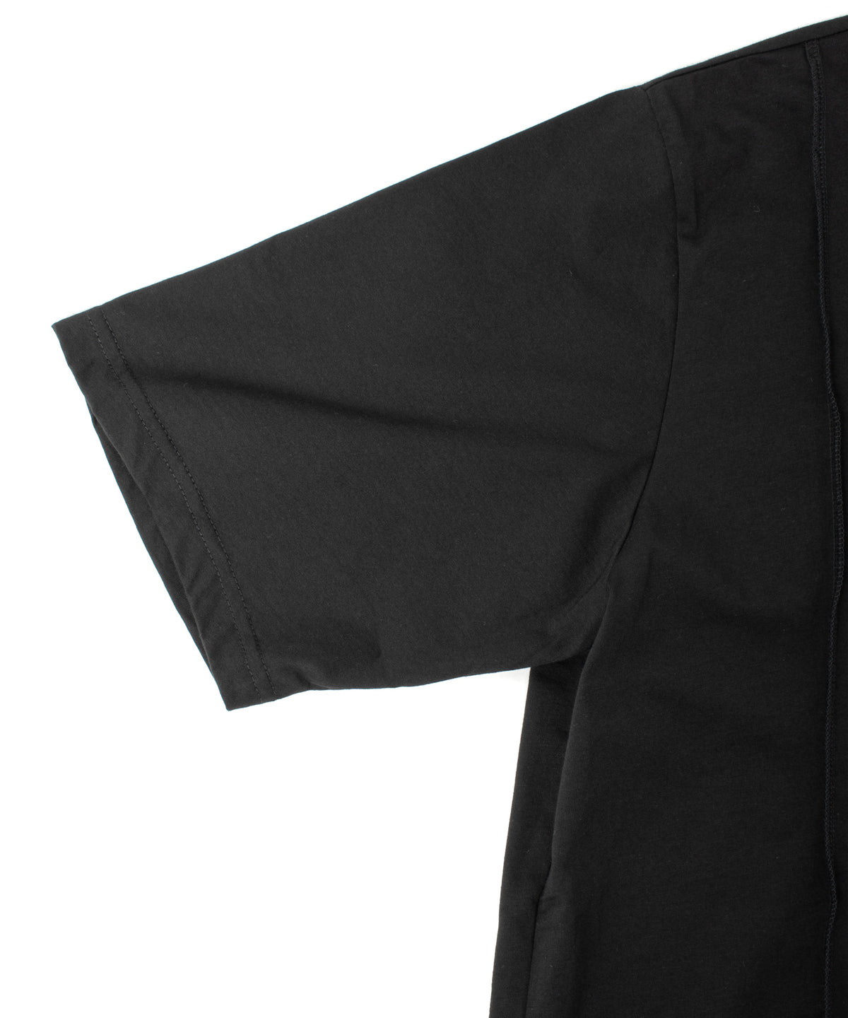 オーガニックコットン 強撚 天竺 ハーフスリーブ ワイド Tシャツ（オーバーサイズ） - BLACK
