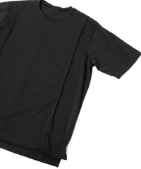 オーガニックコットン 強撚 天竺 ハーフスリーブ ワイド Tシャツ（オーバーサイズ） - BLACK