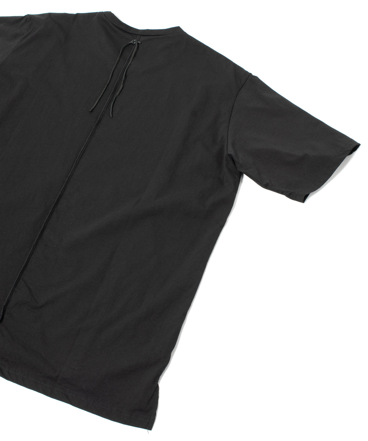 オーガニックコットン 強撚 天竺 ハーフスリーブ ワイド Tシャツ（オーバーサイズ） - BLACK