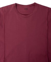オーガニックコットン 強撚 天竺 ハーフスリーブ ワイド Tシャツ（オーバーサイズ） - WINE