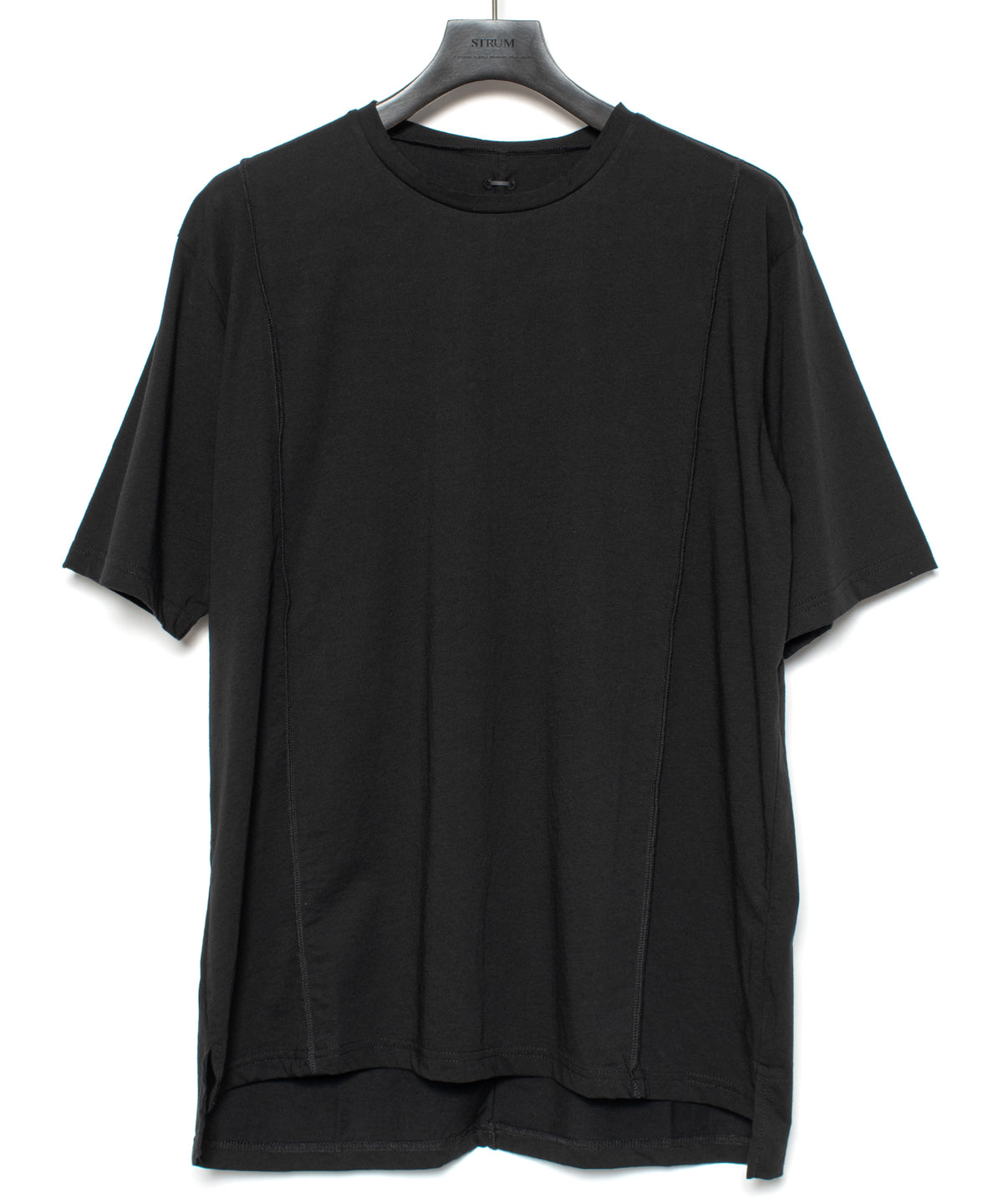 オーガニックコットン 強撚 天竺 ハーフスリーブ ワイド Tシャツ（オーバーサイズ） - BLACK