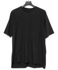 オーガニックコットン 強撚 天竺 ハーフスリーブ ワイド Tシャツ（オーバーサイズ） - BLACK