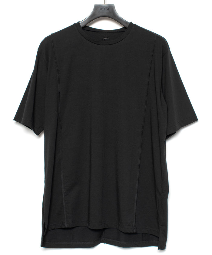 オーガニックコットン 強撚 天竺 ハーフスリーブ ワイド Tシャツ（オーバーサイズ） - BLACK