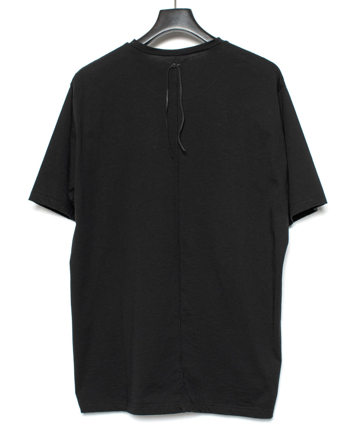 オーガニックコットン 強撚 天竺 ハーフスリーブ ワイド Tシャツ（オーバーサイズ） - BLACK