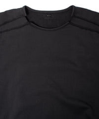 オーガニックコットン ハイゲージ 裏毛 断ち切り ハーフスリーブ Tシャツ - BLACK