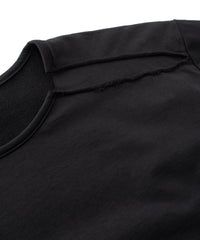 オーガニックコットン ハイゲージ 裏毛 断ち切り ハーフスリーブ Tシャツ - BLACK
