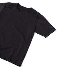 オーガニックコットン ハイゲージ 裏毛 断ち切り ハーフスリーブ Tシャツ - BLACK