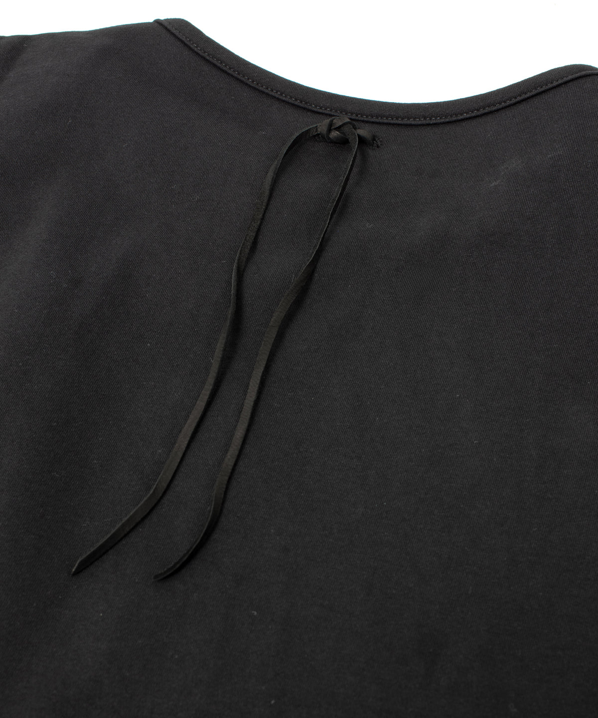 オーガニックコットン ハイゲージ 裏毛 断ち切り ハーフスリーブ Tシャツ - BLACK