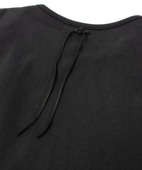 オーガニックコットン ハイゲージ 裏毛 断ち切り ハーフスリーブ Tシャツ - BLACK