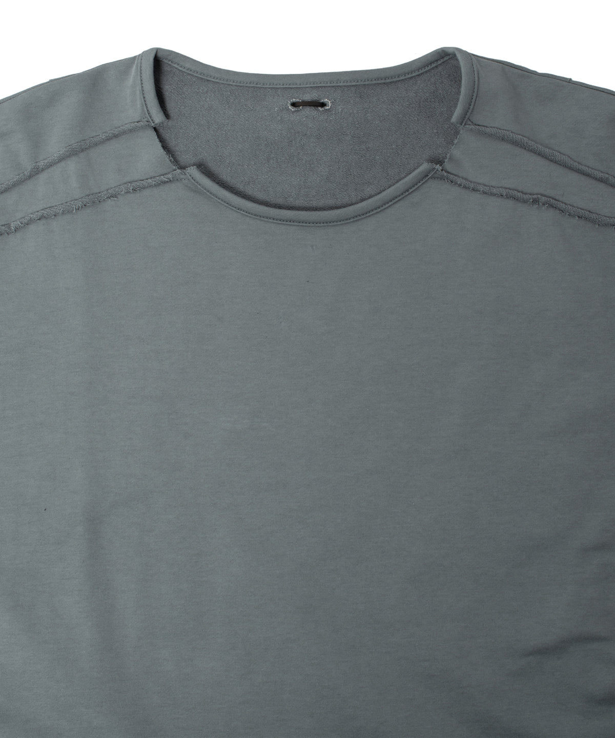 オーガニックコットン ハイゲージ 裏毛 断ち切り ハーフスリーブ Tシャツ - SAND GREEN