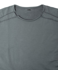 オーガニックコットン ハイゲージ 裏毛 断ち切り ハーフスリーブ Tシャツ - SAND GREEN