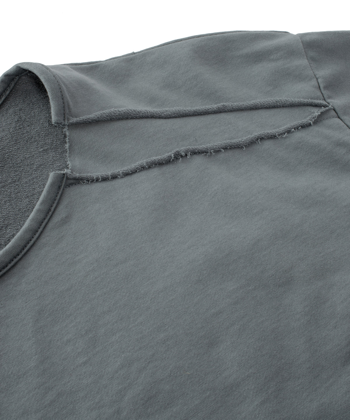 オーガニックコットン ハイゲージ 裏毛 断ち切り ハーフスリーブ Tシャツ - SAND GREEN