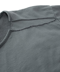 オーガニックコットン ハイゲージ 裏毛 断ち切り ハーフスリーブ Tシャツ - SAND GREEN