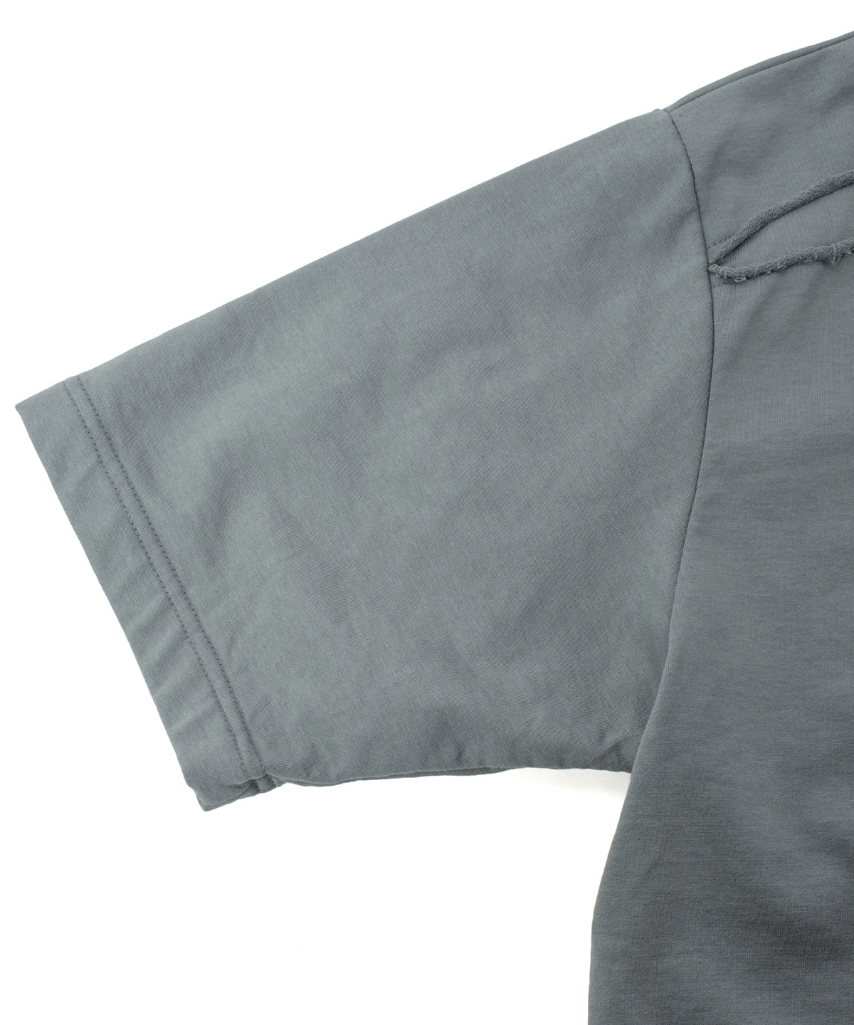 オーガニックコットン ハイゲージ 裏毛 断ち切り ハーフスリーブ Tシャツ - SAND GREEN