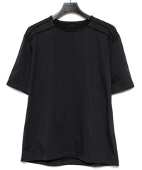 オーガニックコットン ハイゲージ 裏毛 断ち切り ハーフスリーブ Tシャツ - BLACK