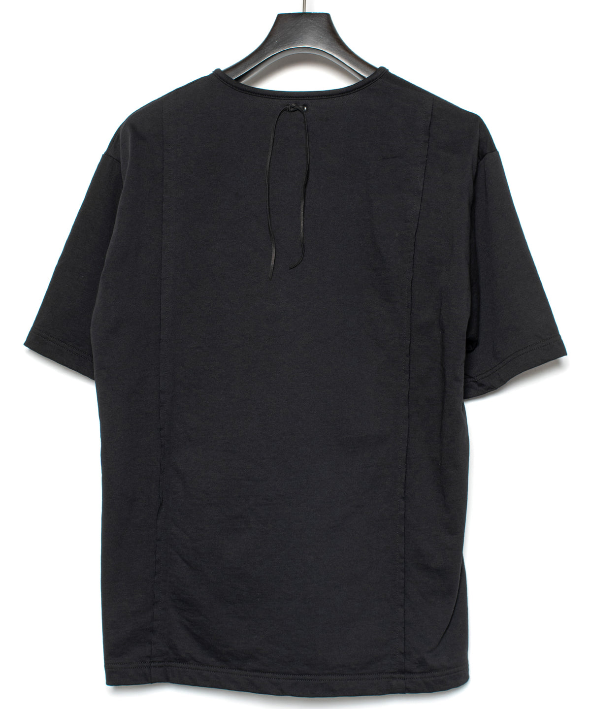 オーガニックコットン ハイゲージ 裏毛 断ち切り ハーフスリーブ Tシャツ - BLACK