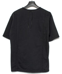 オーガニックコットン ハイゲージ 裏毛 断ち切り ハーフスリーブ Tシャツ - BLACK