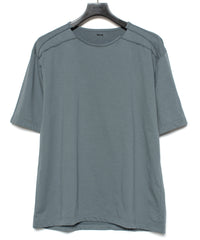 オーガニックコットン ハイゲージ 裏毛 断ち切り ハーフスリーブ Tシャツ - SAND GREEN