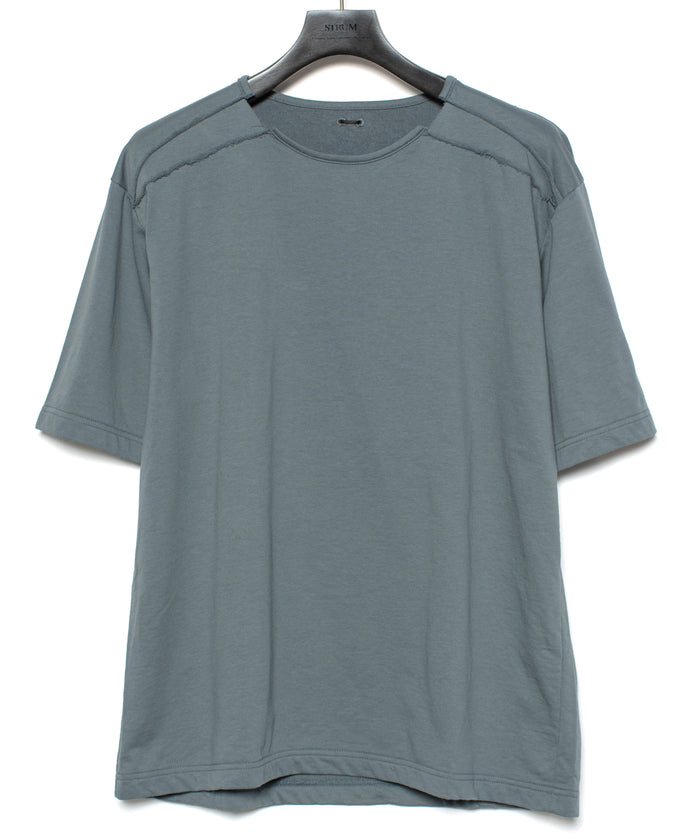 オーガニックコットン ハイゲージ 裏毛 断ち切り ハーフスリーブ Tシャツ - SAND GREEN