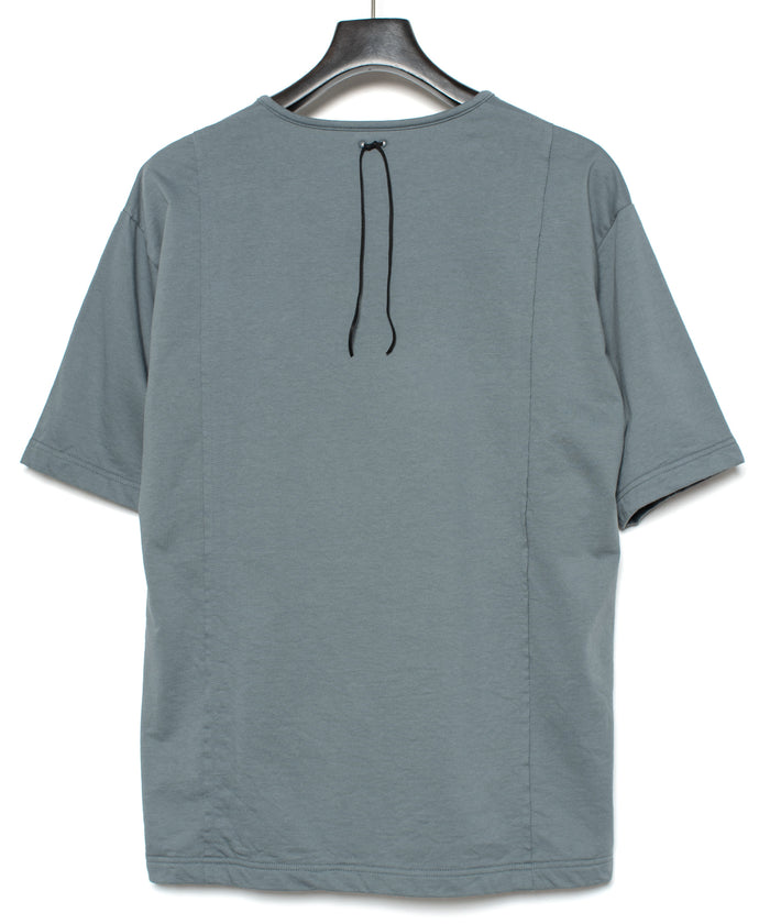 オーガニックコットン ハイゲージ 裏毛 断ち切り ハーフスリーブ Tシャツ - SAND GREEN