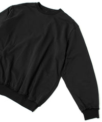 オーガニックコットン ハイゲージ 裏毛 断ち切り ロングスリーブ スエット - BLACK