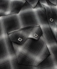 レーヨン ツイル オンブレーチェック カットオフ シャツ - BLACK