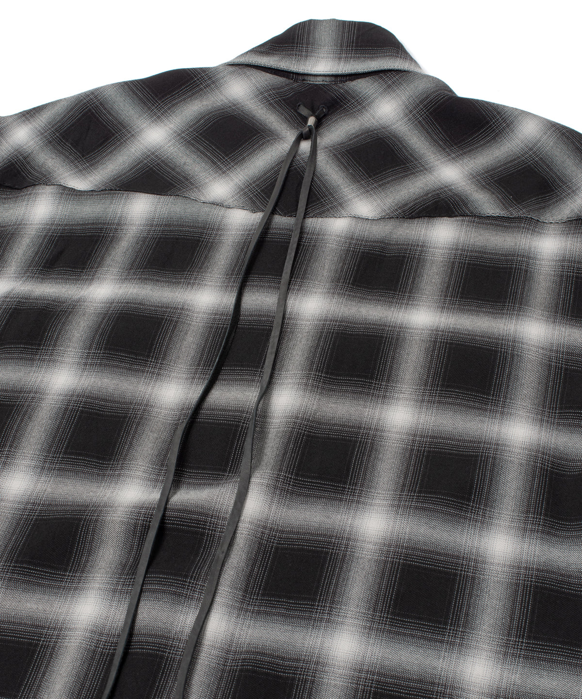 レーヨン ツイル オンブレーチェック カットオフ シャツ - BLACK