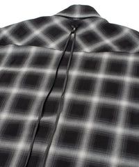 レーヨン ツイル オンブレーチェック カットオフ シャツ - BLACK