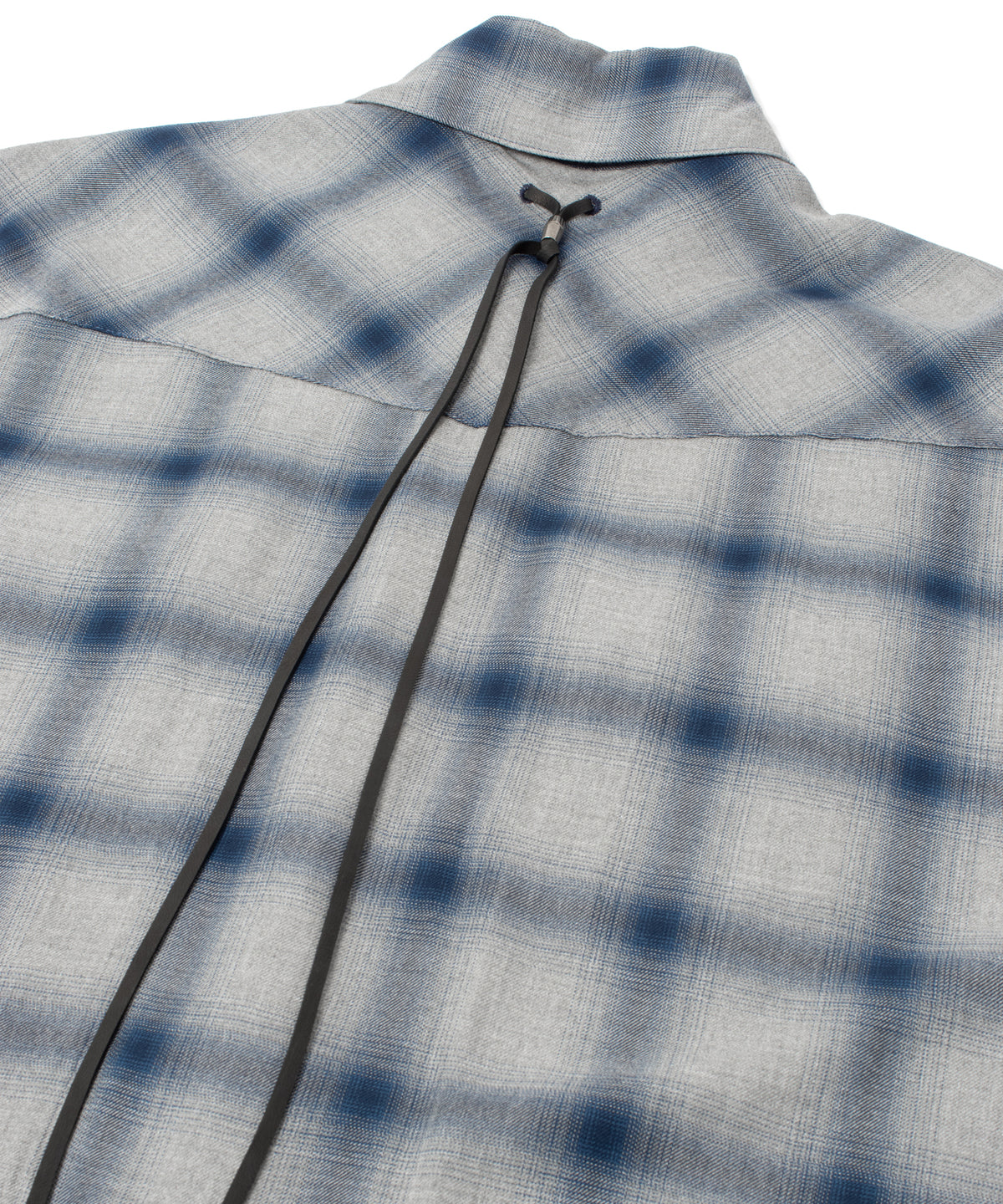 レーヨン ツイル オンブレーチェック カットオフ シャツ - BLUE