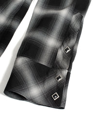 レーヨン ツイル オンブレーチェック ロングスリーブシャツ - BLACK