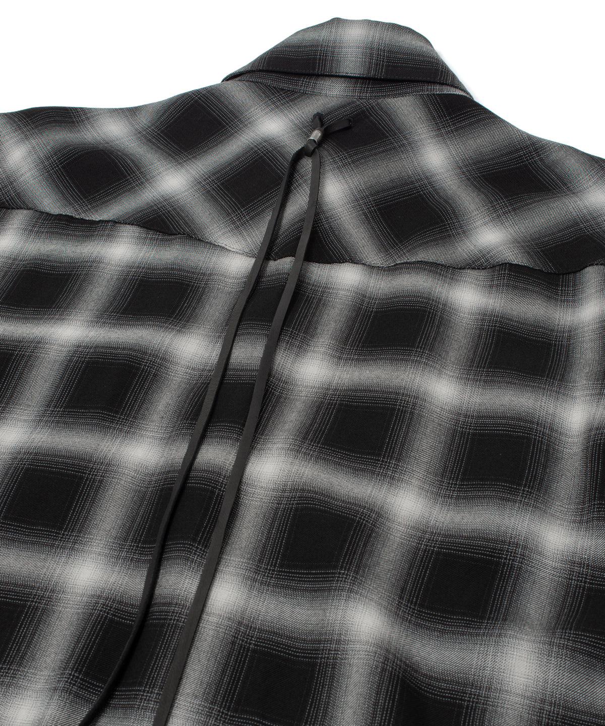 レーヨン ツイル オンブレーチェック ロングスリーブシャツ - BLACK