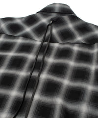 レーヨン ツイル オンブレーチェック ロングスリーブシャツ - BLACK