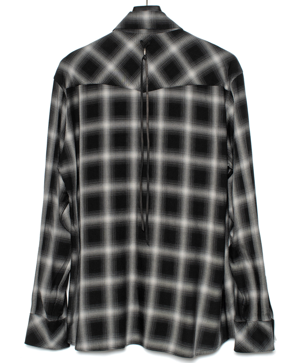 レーヨン ツイル オンブレーチェック ロングスリーブシャツ - BLACK