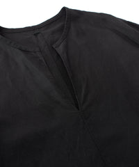 レーヨン リネン トロピカル ウォッシュ タンブラー仕上げ L/S スキッパーシャツ  - BLACK