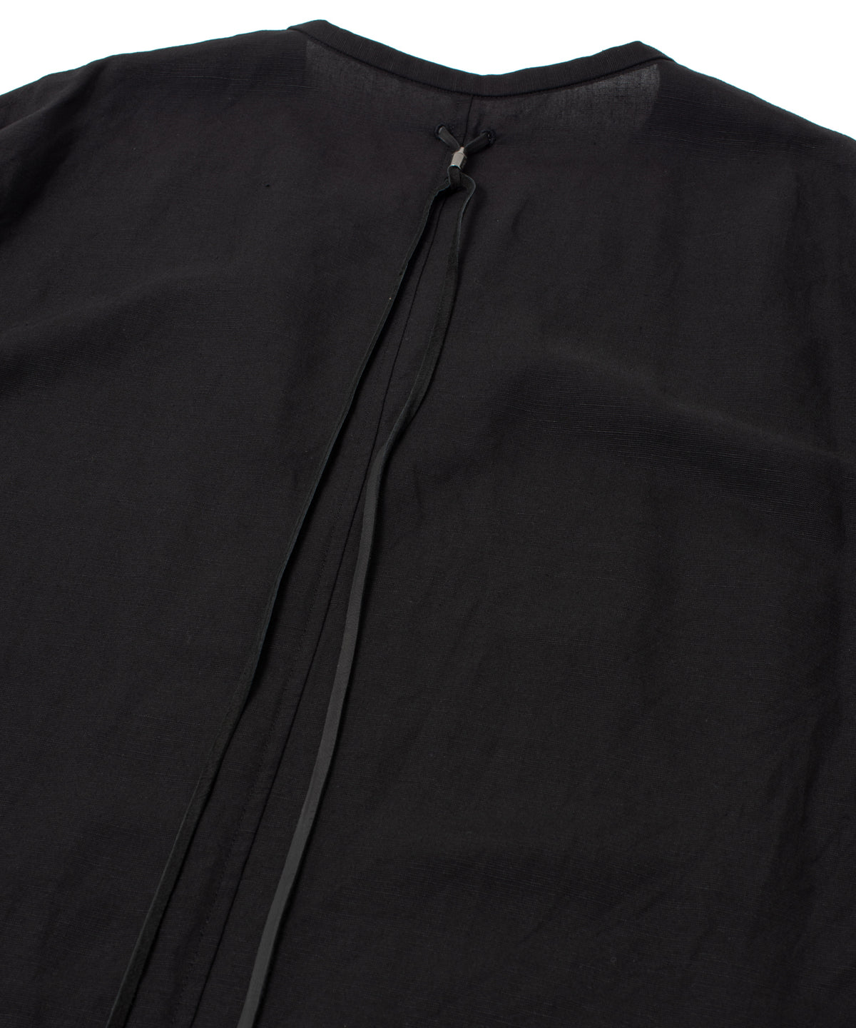 レーヨン リネン トロピカル ウォッシュ タンブラー仕上げ L/S スキッパーシャツ  - BLACK