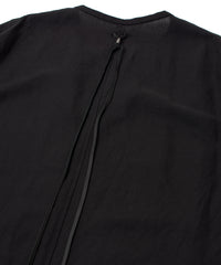 レーヨン リネン トロピカル ウォッシュ タンブラー仕上げ L/S スキッパーシャツ  - BLACK