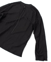 レーヨン リネン トロピカル ウォッシュ タンブラー仕上げ L/S スキッパーシャツ  - BLACK