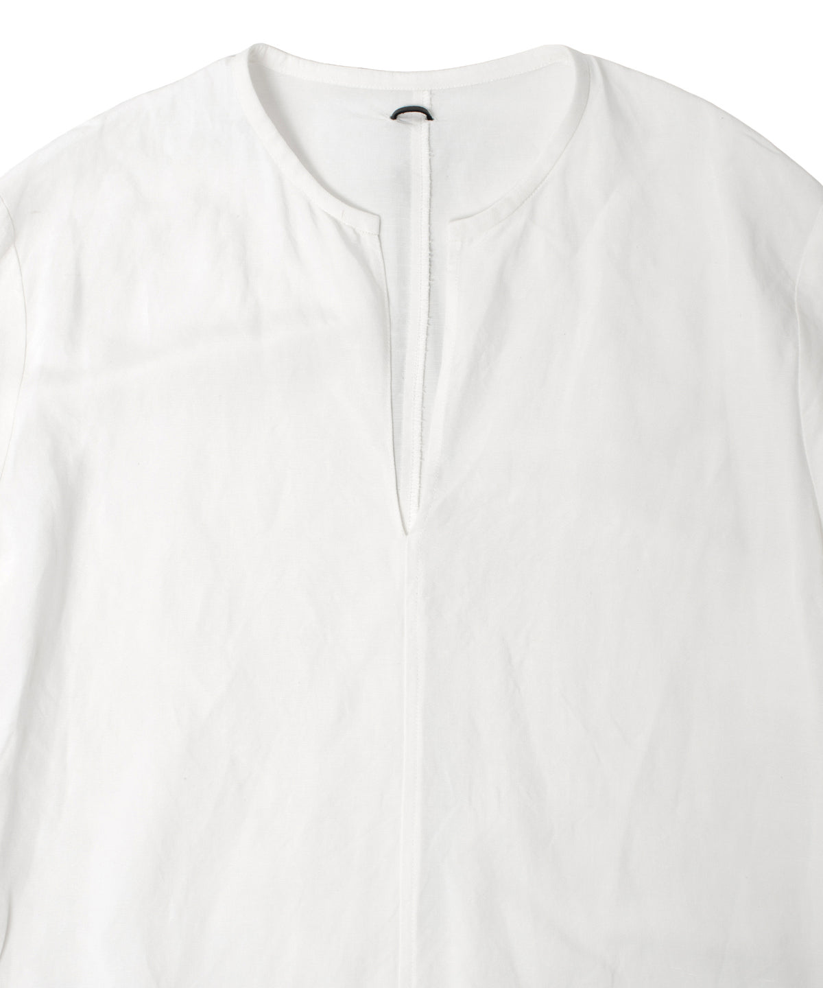 レーヨン リネン トロピカル ウォッシュ タンブラー仕上げ L/S スキッパーシャツ  - WHITE