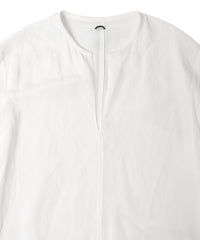 レーヨン リネン トロピカル ウォッシュ タンブラー仕上げ L/S スキッパーシャツ  - WHITE